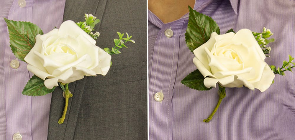 Corsage applied to wedding wear with magnets and steel discs