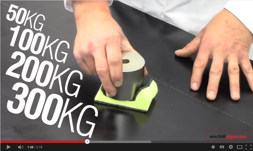 screenshot of YouTube video showing super-strong neodymium magnets