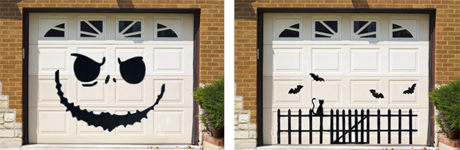 Scary skeleton design on garage door