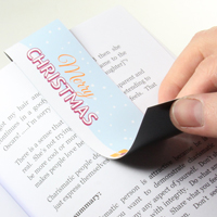 Magnetic bookmark being positioned inside book