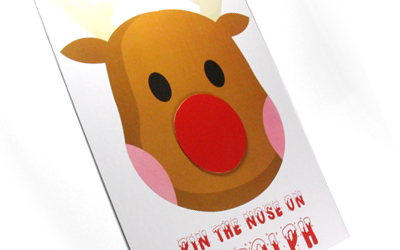 Pin the nose on Rudolph game stuck to fridge