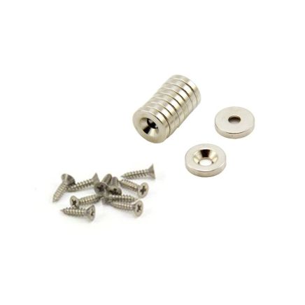 10mm Dia Neodymium Countersunk Magnets & Screws Pack