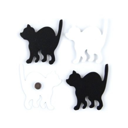 Magnete KITTY, 4er-Set, Schwarz & Weiß