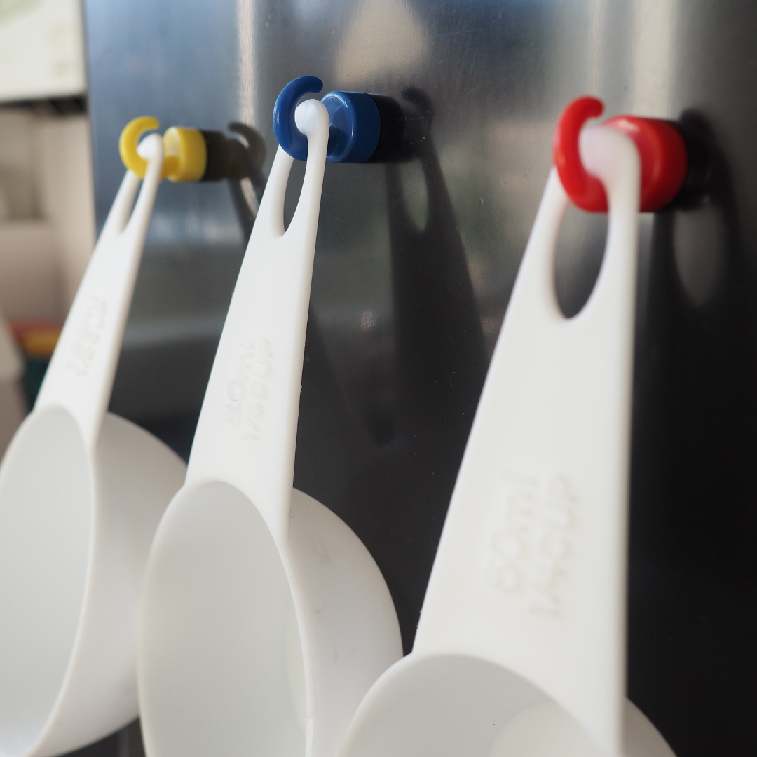 colorful magnetic hooks for kitchen utensils 