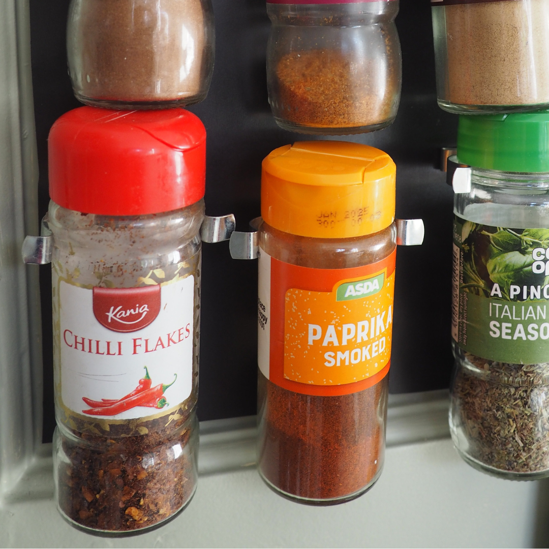 diy spice rack with magnetic spring clip magnets