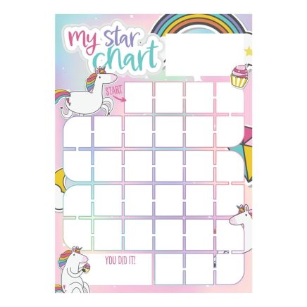 MagFlex® A3 Magnetic Unicorn Reward Chart with Colorful Star Magnets - Flexible Magnetic Sheet