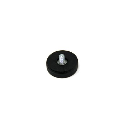 Black Rubber Coated POS Magnet Countersunk with M4 3/8 in. External Thread - 7/8 in. dia x 1/4 in. thick