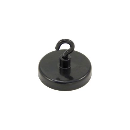 Ceramic Black Painted Clamping Magnet with M4 Hook - 1-9/16 in. dia - 22.5lbs Pull