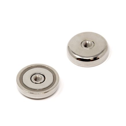 N42 Neodymium Pot Magnet with M6 Internal Thread - 1-3/8 in. dia x 5/16 in. thick - 66.15lbs Pull