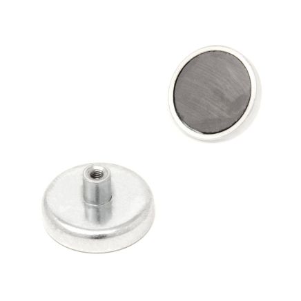 Ceramic Pot Magnet with M4 Internal Thread - 1-3/8 in. dia x 9/32 in. thick - 9.04lbs Pull