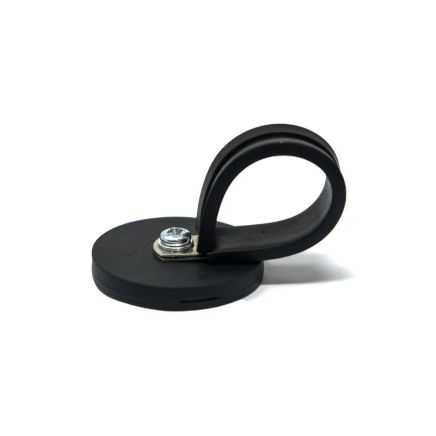 Rubber Coated Cable Holding Magnet - 1.22 in. dia x 1/4 in. high with 3/4 in. Rubber Clamp - 12.5lbs Pull