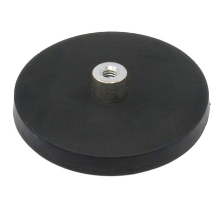 Rubber Coated POS Magnet c/w M6 Boss Thread - 2-9/16 in. dia x 1/3 in. high - 48.51lbs Pull