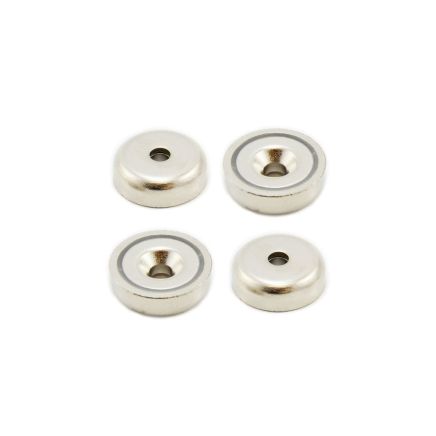 N42 Neodymium Countersunk Pot Magnet - 1 in. dia x 5/16 in. thick x 3/16 in. hole - 57.33lbs Pull