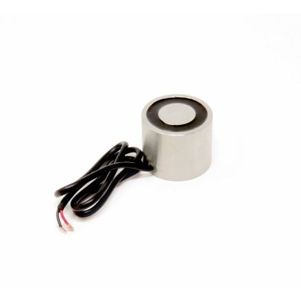 Electromagnet with 1/4-20 UNC Mounting Hole - 12V DC/5.2W - 2 in. dia x 1-9/16 in. thick - 220.5lbs Pull