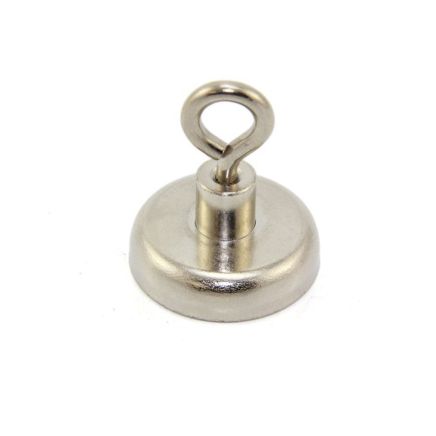 N42 Neodymium Clamping Magnet with M6 Eyebolt - 1-1/4 in. dia - 80.25lbs Pull