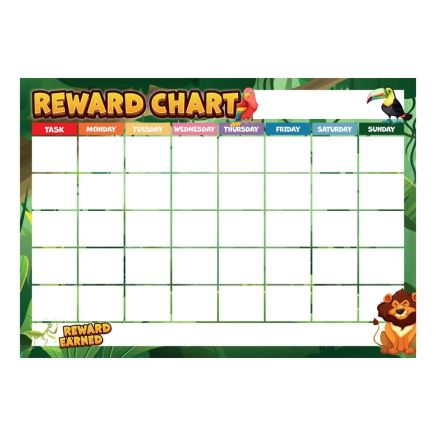 MagFlex® A3 Magnetic Jungle Reward Chart with Colourful Star Magnets - Flexible Magnetic Sheet