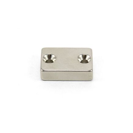 N42 Neodymium Countersunk Rectangular Magnet - 1-3/16 in. x 27/32 in. x 5/16 in. x 2 1/8 in. hole - 37.7lbs Pull Pull