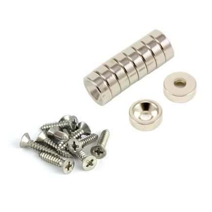 Neodymium Countersunk Magnets & Screws Pack - 15/32 in. dia