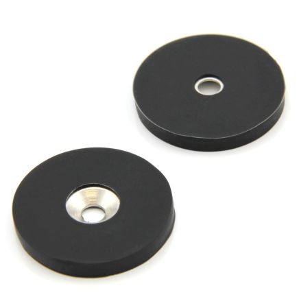 N42 Neodymium Rubber Coated Disc Countersunk Magnet - 1-9/16 in. dia x 3/16 in. thick x 1/4 in. hole - 11.02lbs Pull (North)