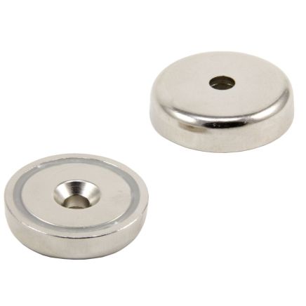 N42 Neodymium Countersunk Pot Magnet - 1-7/8 in. dia x 3/8 in. thick x 5/16 in. hole - 198lbs Pull