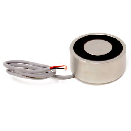 Electromagnet with 2x 1/4-20 UNC Mounting Holes - 12V DC/8W - 3-1/2 in. dia x 1-1/2 in. thick - 661.5lbs Pull