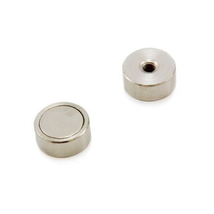 N42 Neodymium Pot Magnet with M5 Thread Hole - 3/4 in. dia x 5/16 in. thick - 38.3lbs Pull