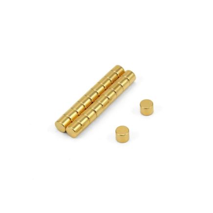 N35 Neodymium Gold Plated Disc Magnet - 3/16 in. dia x 5/32 in. thick - 1.45lbs Pull