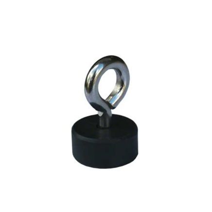 Rubber Coated Pot Magnet Countersunk with M5 Eyebolt - 7/8 in. dia x 3/8 in. thick