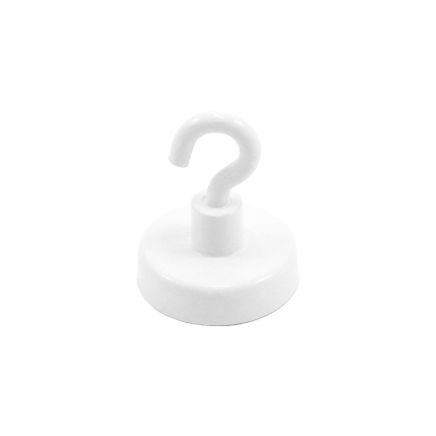 Ceramic White Painted Clamping Magnet with M4 Hook - 1 in. dia - 8.82lbs Pull