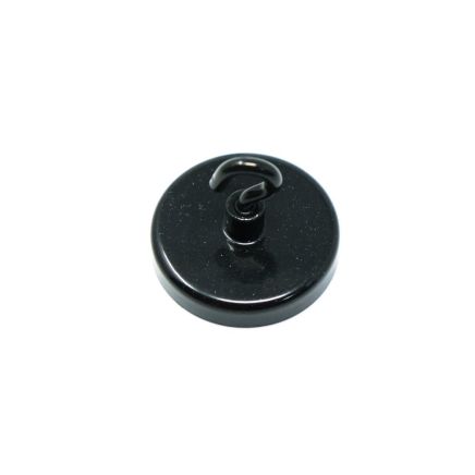 (Seconds) 1-9/16 in. dia Ferrite Black Painted Clamping Magnet with M4 Hook - 22.5lbs Pull