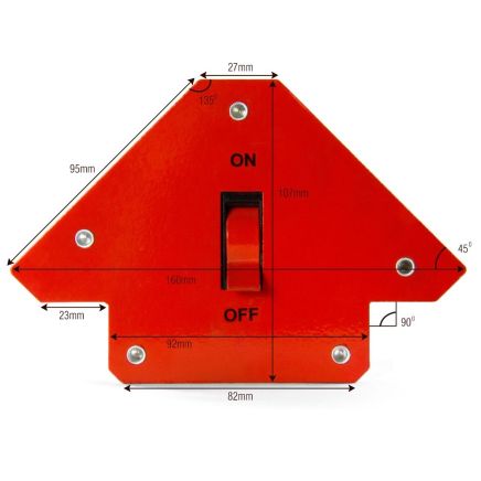 Small Switchable Multi-angle Welding Magnet (45° x 90° x 135°) - 30lbs