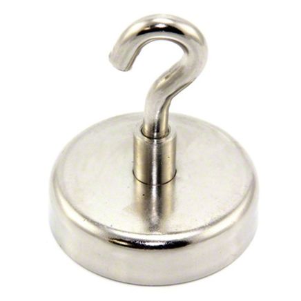 N42 Neodymium Clamping Magnet with M8 Hook - 2-1/4 in. dia - 306.5lbs Pull