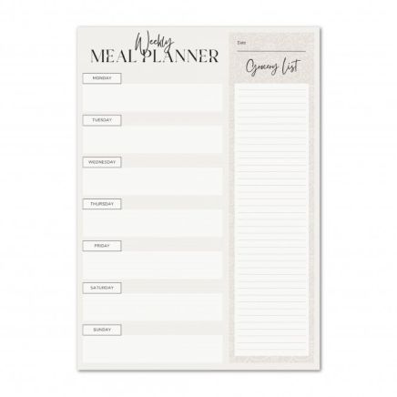 52 Sheet A5 Magnetic Weekly Meal Planner Notepad - Minimalistic