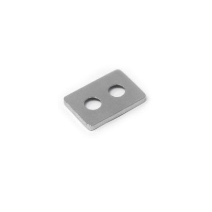 Nickel Plated Mild Steel Plate - 27/32 in. x 9/16 in. x 1/32 in. thick + 2x 1/32 in. c/sunk holes (Pack of 1)