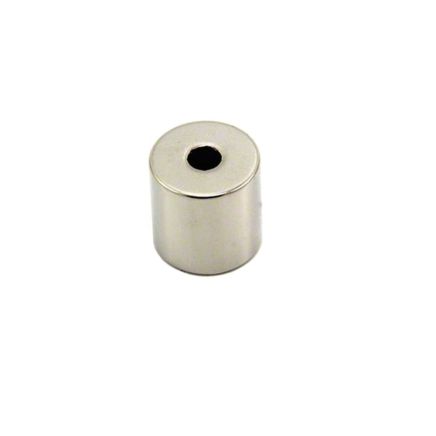 N42 Neodymium Rod Magnet - 13/16 in. dia x 13/16 in. thick x 1/4 in. hole - 31.75lbs Pull