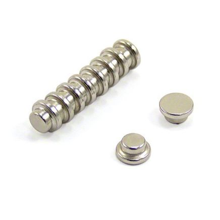 N42 Neodymium Top Hat Magnet - 3/8 in. dia x 3/16 in. thick - 2.86lbs Pull