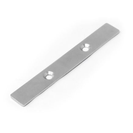 Nickel Plated Mild Steel Plate - 3.98 in. x 9/16 in. x 1/32 in. thick + 2x 1/32 in. c/sunk holes (Pack of 1)