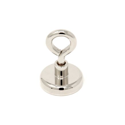 N42 Neodymium Clamping Magnet with M6 Eyebolt - Machine Lathed - 1-3/8 in. dia 82.02lbs Pull