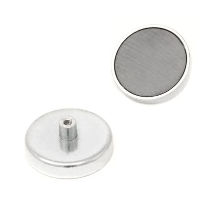 Ceramic Pot Magnet with M5 Internal Thread - 1-7/8 in. dia x 3/8 in. thick - 49.61lbs Pull