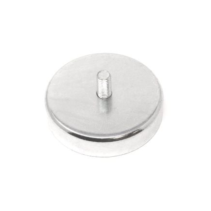 Ceramic Pot Magnet with M10 External Thread - 3-1/8 in. dia x 11/16 in. thick - 125.69lbs Pull