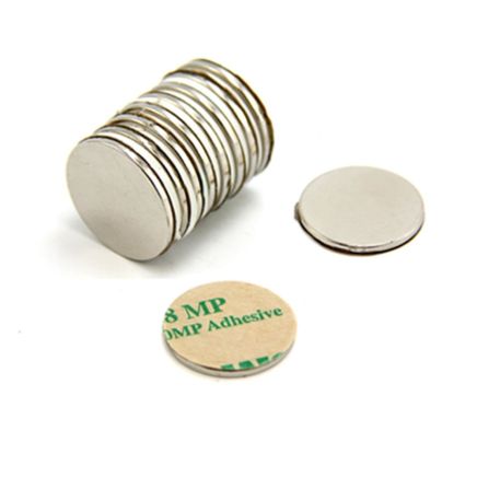 Adhesive N42 Neodymium Magnet - 13/16 in. dia x 1/16 in. - 4.41lbs Pull