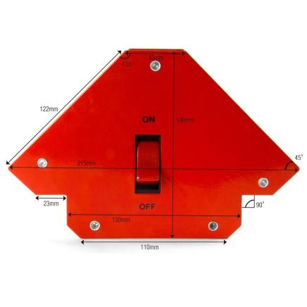 Large Switchable Multi-Angle Welding Magnet (45° x 90° x 135°) - 55lbs Pull