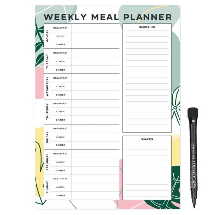 MagFlex® A4 Jungle Leaves Weekly Meal Planner Refrigerator Magnet - Flexible Magnetic Sheet