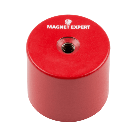 Alnico 5 Deep Pot Magnet c/w M6 threaded hole - 1-3/8 in. dia x 1-3/16 in. thick - 30.87lbs Pull