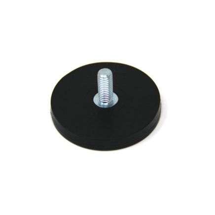 Black Rubber Coated POS Magnet Countersunk with M6 x 19/32 in. External Thread - 1-9/16 in. dia x 1/4 in. thick