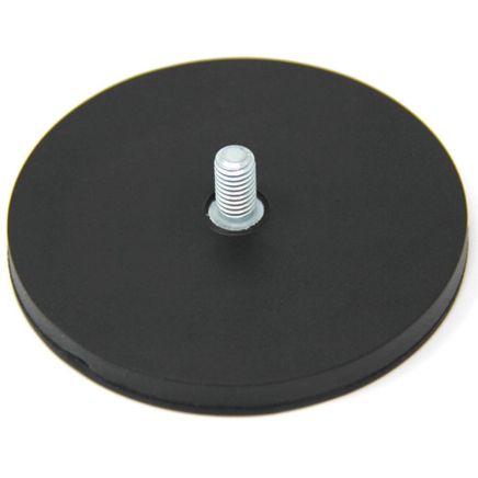 Rubber Coated POS Magnet c/w M8 x 5/8 in. External Thread - 3-3/8 in. dia x 1/3 in. thick