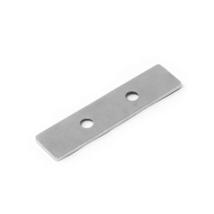 Nickel Plated Mild Steel Plate - 2.4 in. x 9/16 in. x 1/32 in. thick + 2x 1/32 in. c/sunk holes (Pack of 1)