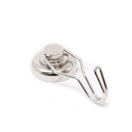 N42 Neodymium Pot Magnet with Swivel Hook - 1-1/4 in. dia - 69.89lbs Pull