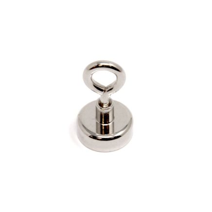 N42 Neodymium Clamping Magnet with M4 Eyebolt - Machine Lathed - 13/16 in. dia - 29.98lbs Pull