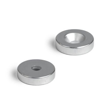 N42 Neodymium Zinc Plated Countersunk Disc Magnet - 13/16 in. dia x 3/16 in. thick x 3/16 in. hole - 18.3lbs Pull